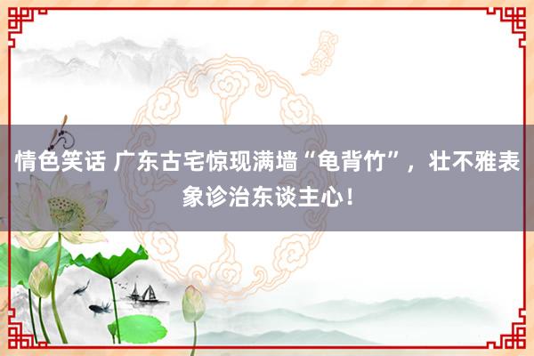 情色笑话 广东古宅惊现满墙“龟背竹”，壮不雅表象诊治东谈主心！