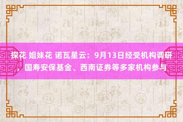 探花 姐妹花 诺瓦星云：9月13日经受机构调研，国寿安保基金、西南证券等多家机构参与