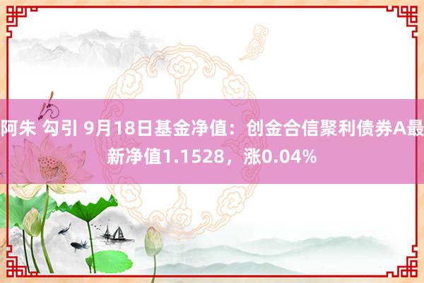 阿朱 勾引 9月18日基金净值：创金合信聚利债券A最新净值1.1528，涨0.04%