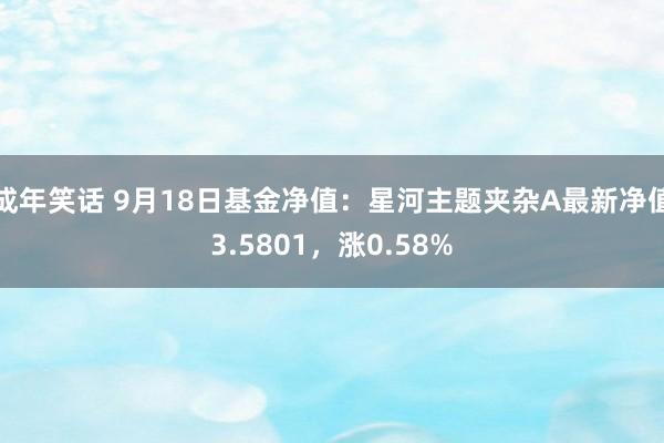 成年笑话 9月18日基金净值：星河主题夹杂A最新净值3.5801，涨0.58%