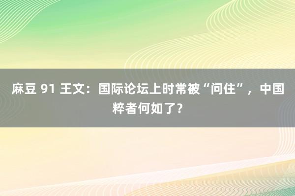 麻豆 91 王文：国际论坛上时常被“问住”，中国粹者何如了？