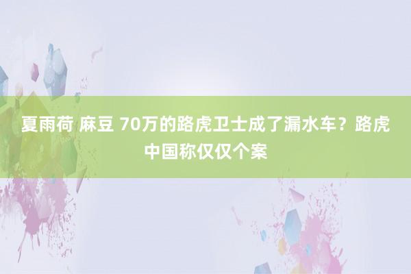 夏雨荷 麻豆 70万的路虎卫士成了漏水车？路虎中国称仅仅个案