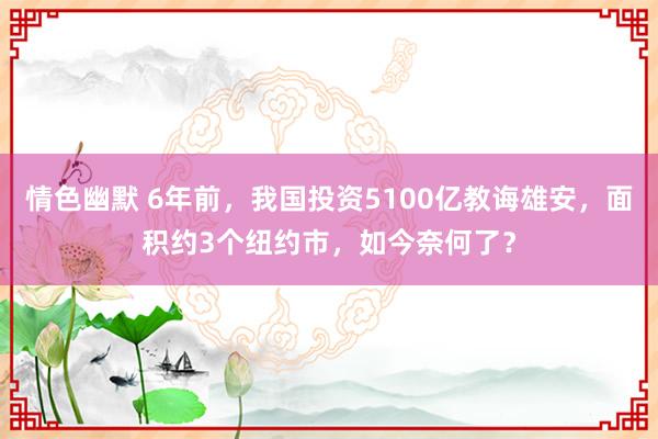 情色幽默 6年前，我国投资5100亿教诲雄安，面积约3个纽约市，如今奈何了？