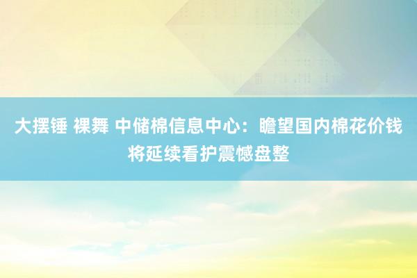 大摆锤 裸舞 中储棉信息中心：瞻望国内棉花价钱将延续看护震憾盘整