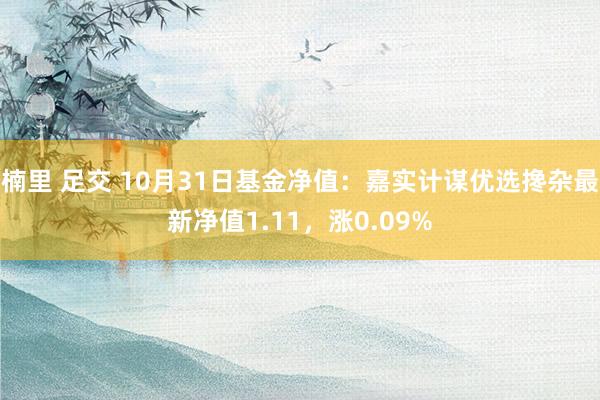 楠里 足交 10月31日基金净值：嘉实计谋优选搀杂最新净值1.11，涨0.09%