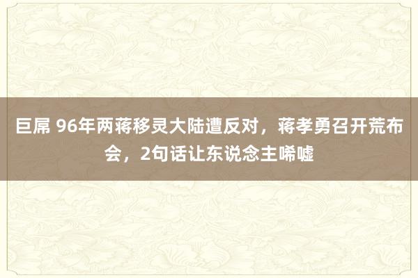 巨屌 96年两蒋移灵大陆遭反对，蒋孝勇召开荒布会，2句话让东说念主唏嘘