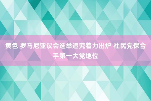 黄色 罗马尼亚议会选举追究着力出炉 社民党保合手第一大党地位