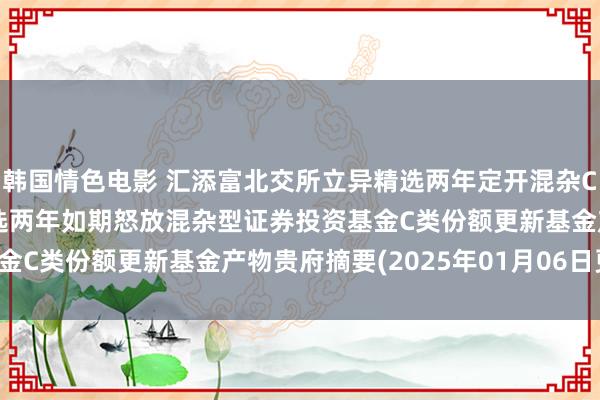 韩国情色电影 汇添富北交所立异精选两年定开混杂C: 汇添富北交所立异精选两年如期怒放混杂型证券投资基金C类份额更新基金产物贵府摘要(2025年01月06日更新)